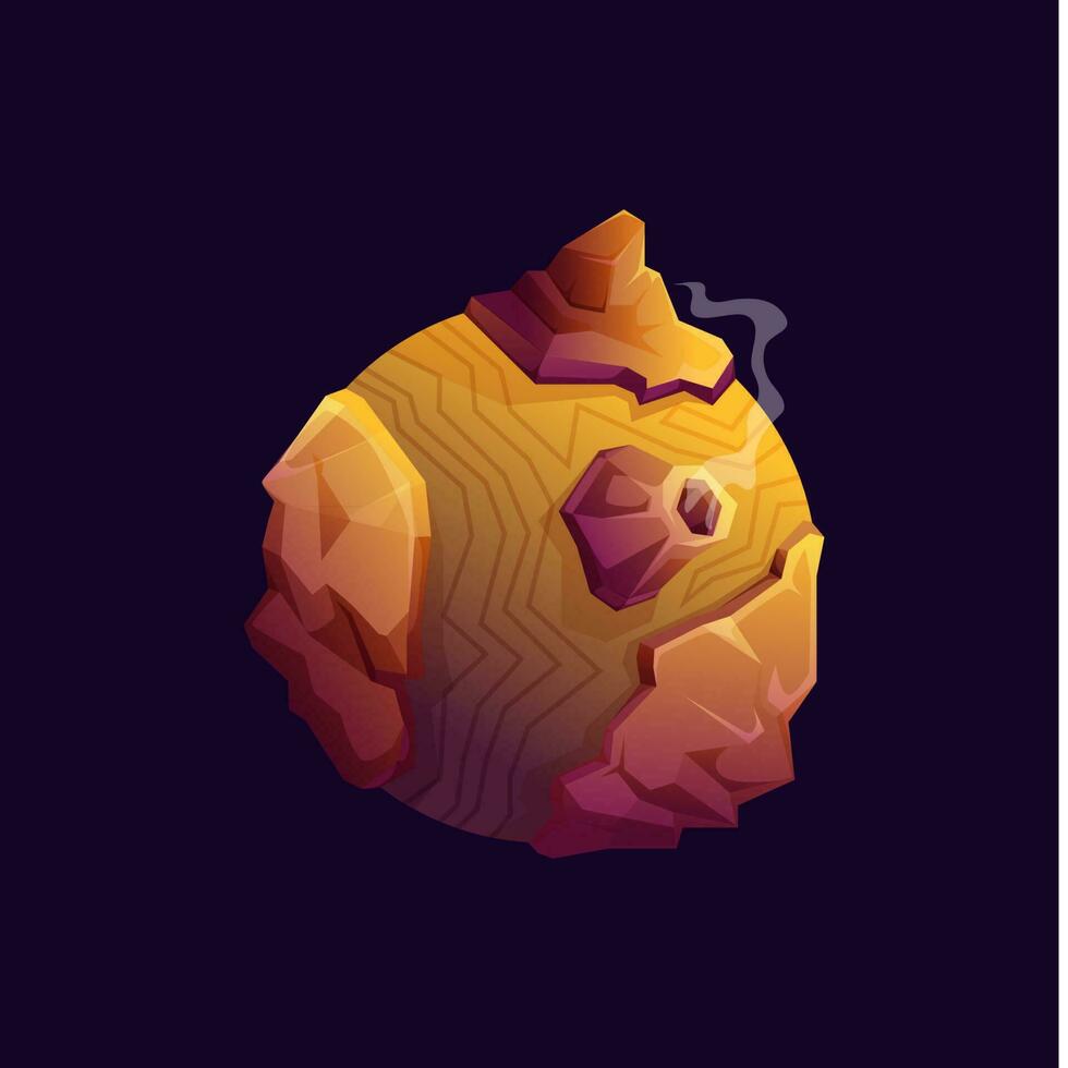 Galaxy space brown planet with volcano mountain vector