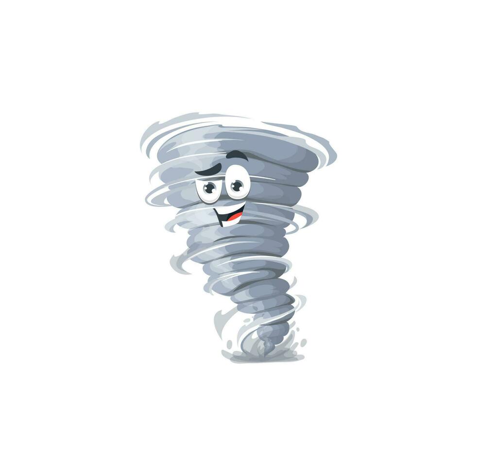 dibujos animados tornado personaje, tormenta torbellino tornado vector