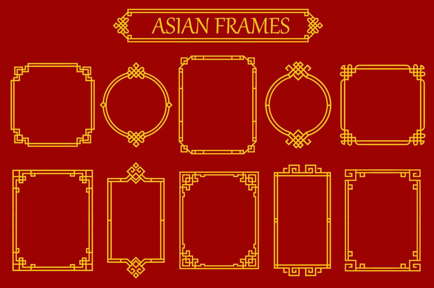 Asian chinese, japanese and korean frames, borders vector