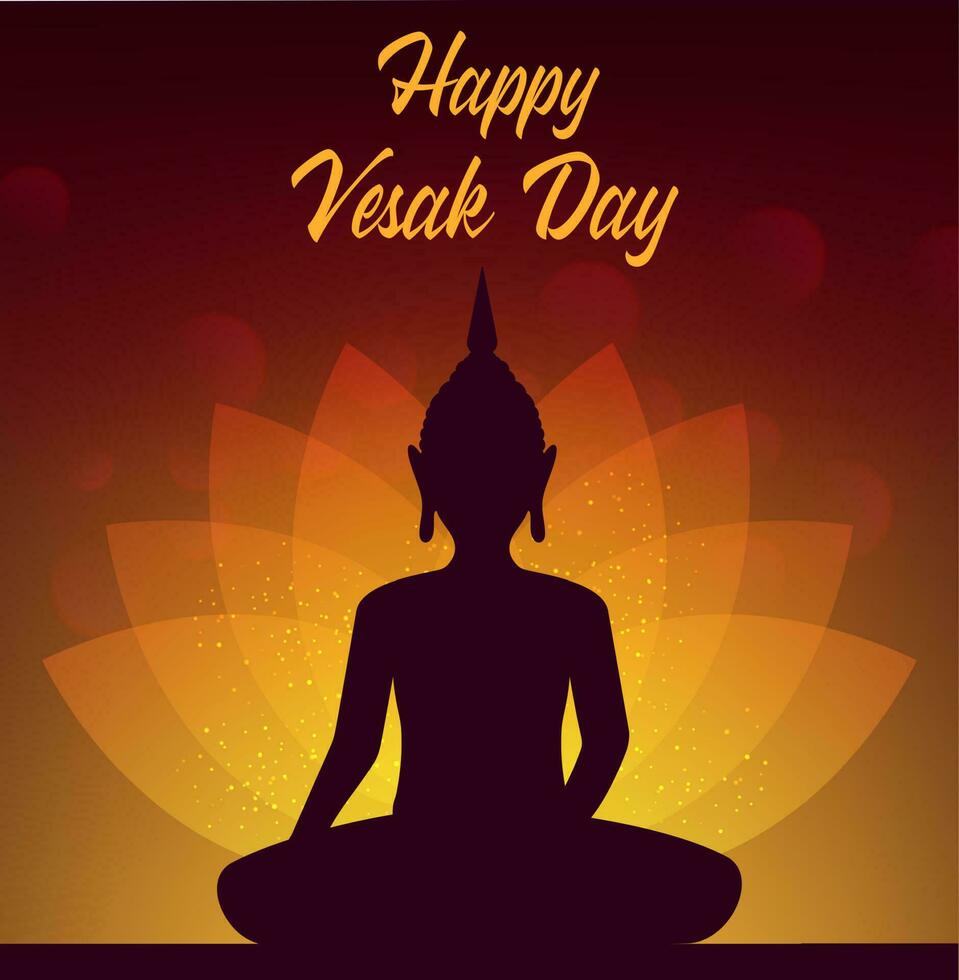 Buddha with lotus, Vesak Day holiday of Buddhism vector