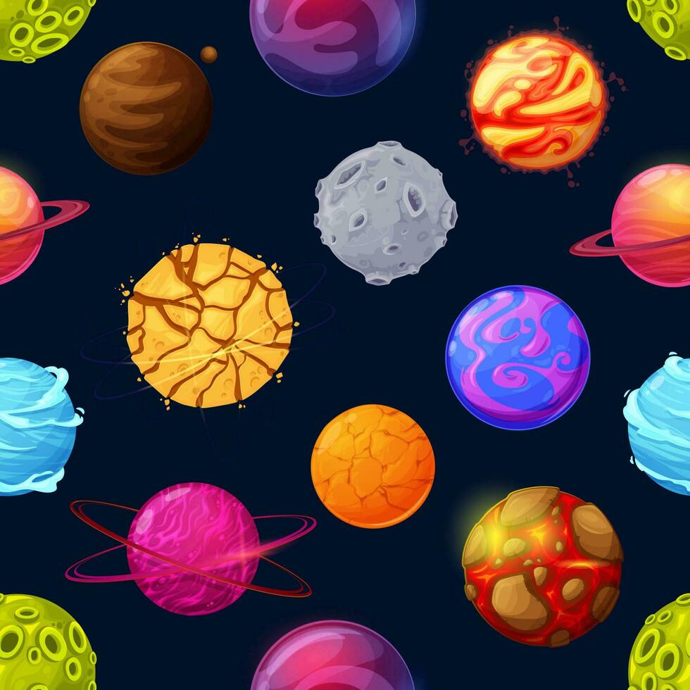 Galaxy space stars and planets seamless pattern vector