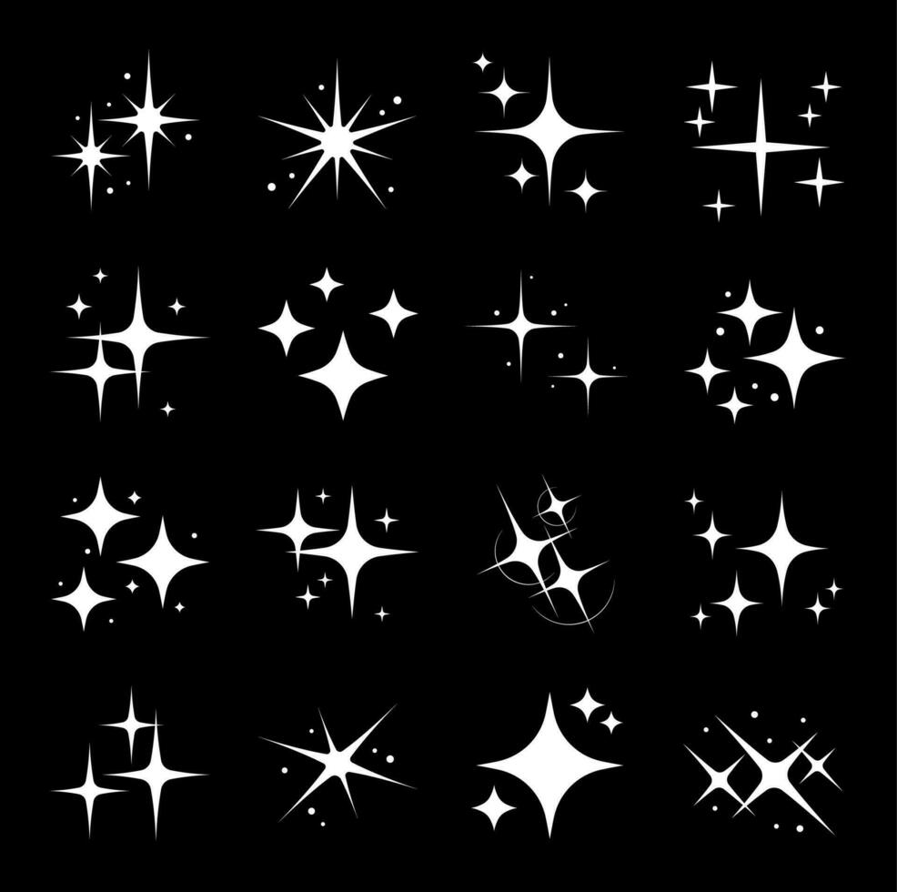 Star sparkle twinkle, star burst flashes of shine vector