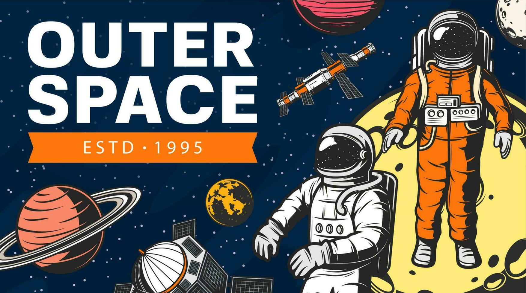 espacio exploración, planetas y astronautas vector