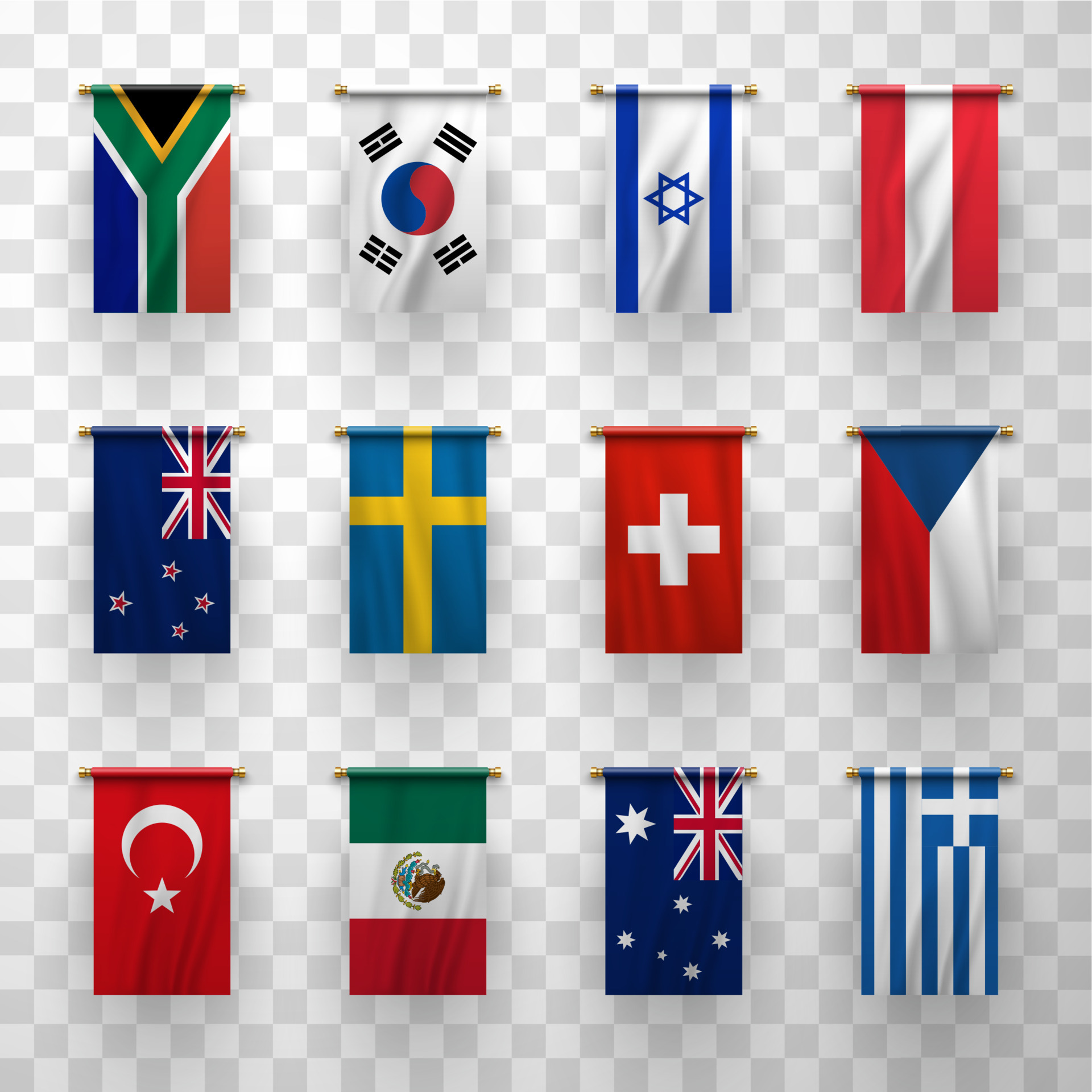 Realistic 3d flags icons countries symbolic set 23510517 Vector Art at