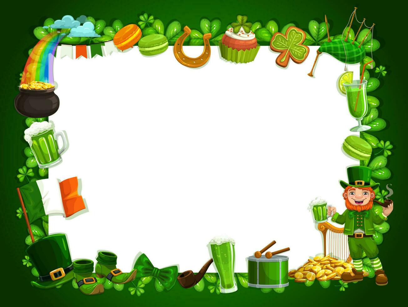 Irish Patricks holiday festival shamrocks frame vector