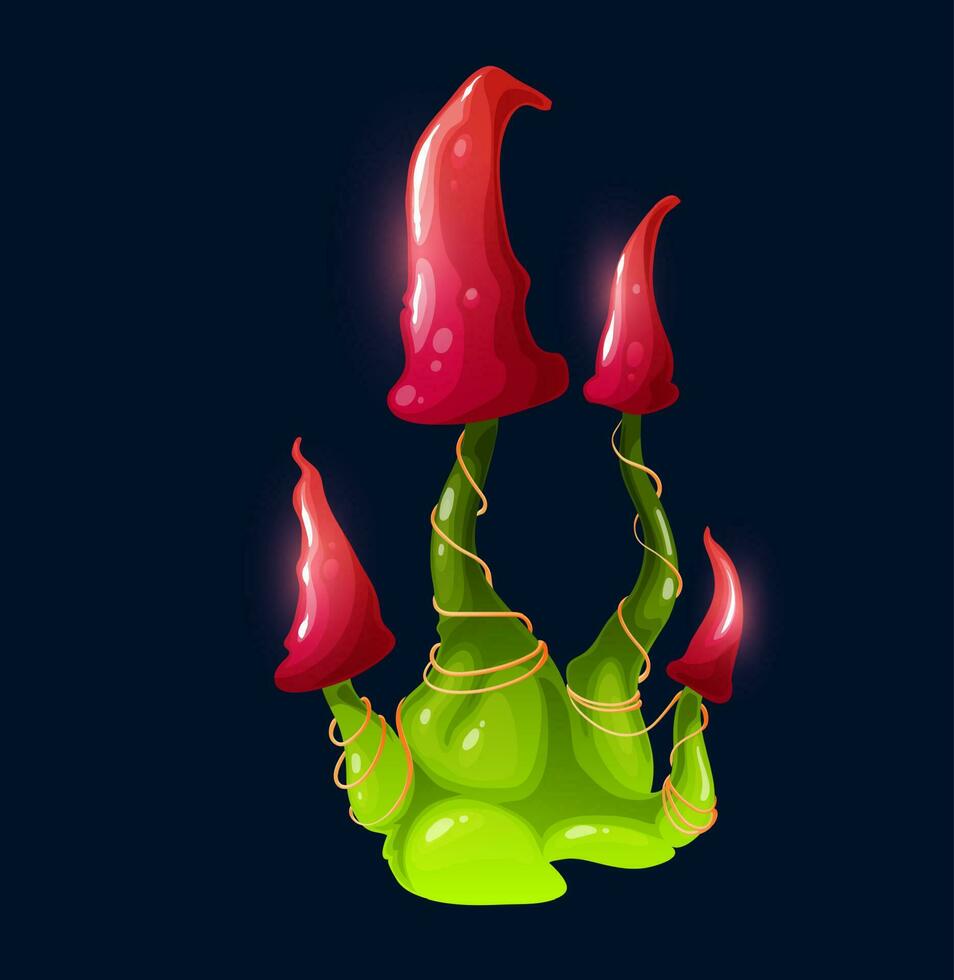 Fantasy magic poisonous red mushroom colony vector