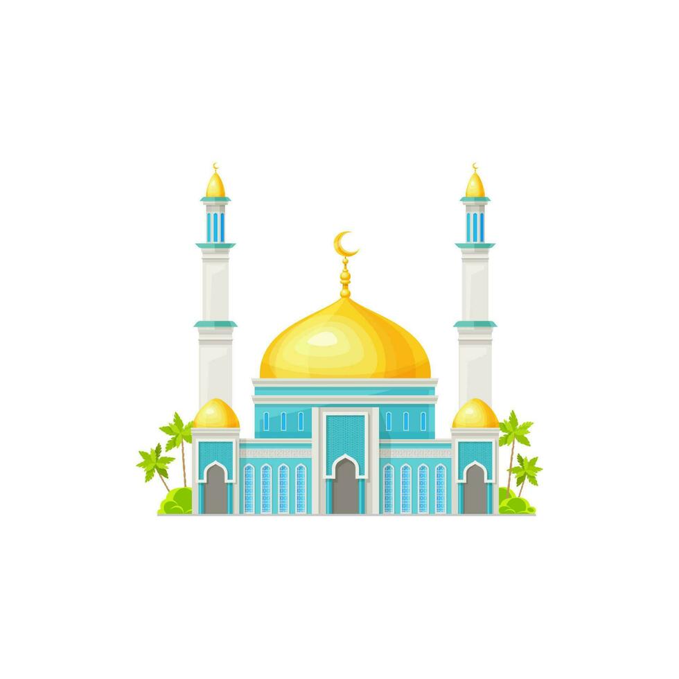 Arabian mosque with crescent in golden dome vector