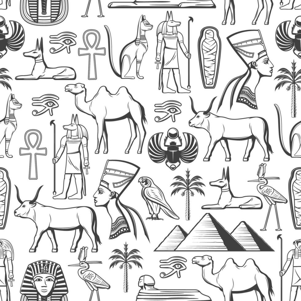 Egypt travel and religion seamless pattern vector