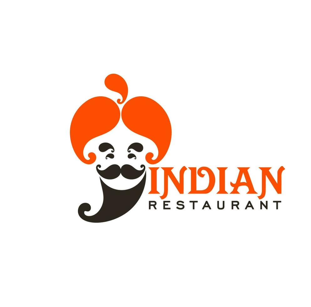 Indian cuisine restaurant icon, chef with turban vector