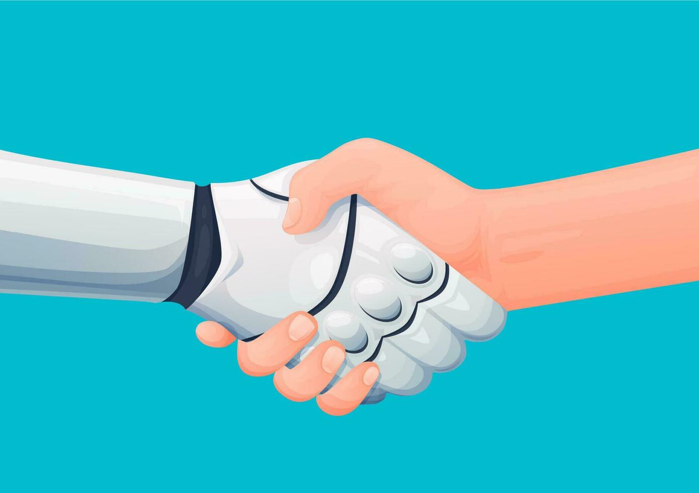 Human and robot partnership handshake vector