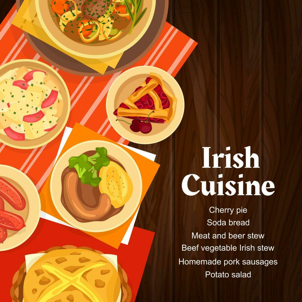 Irish food restaurant meals menu vector cover