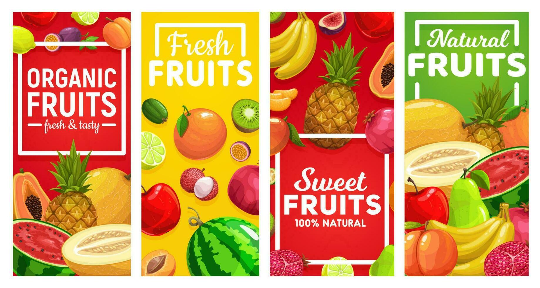 Ripe fruits vector vertical banners