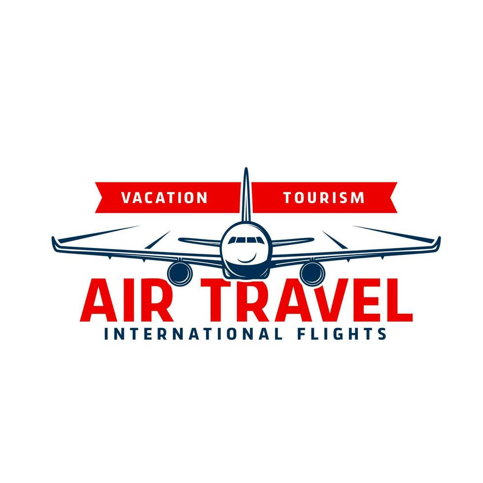 Air travel icon with plane flying in sky vector