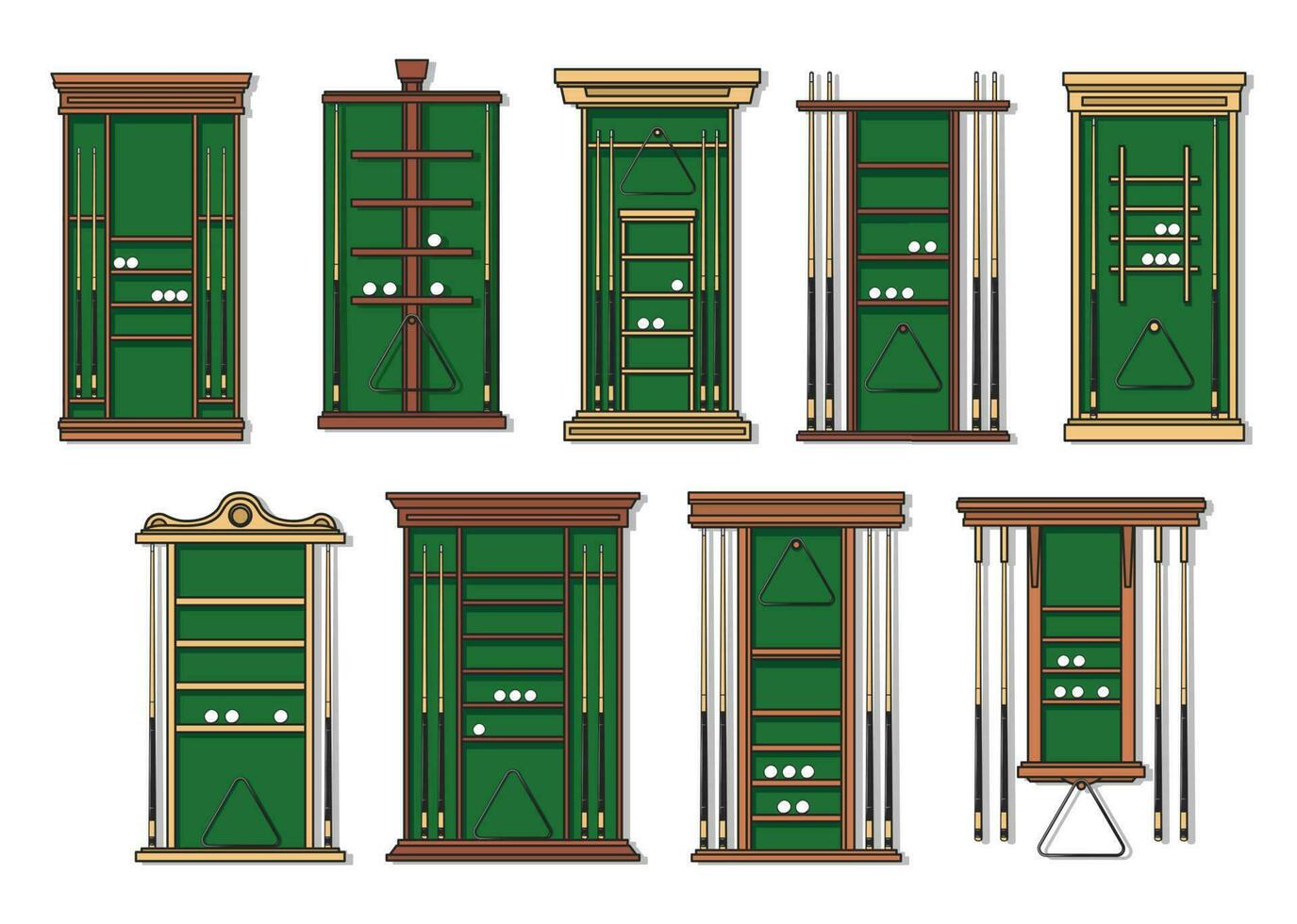 Billiard, pool and snooker game cue racks vector