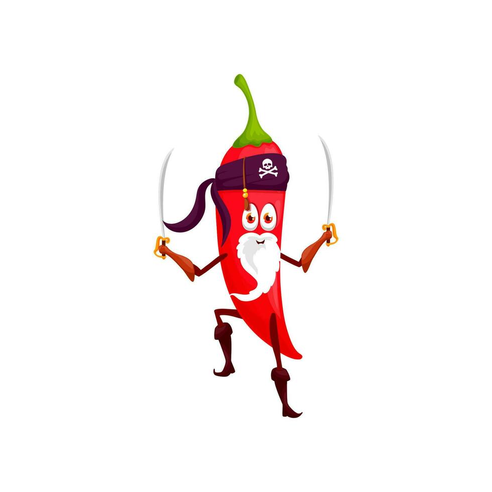 pirata emoticon rojo chile pimienta dibujos animados personaje vector