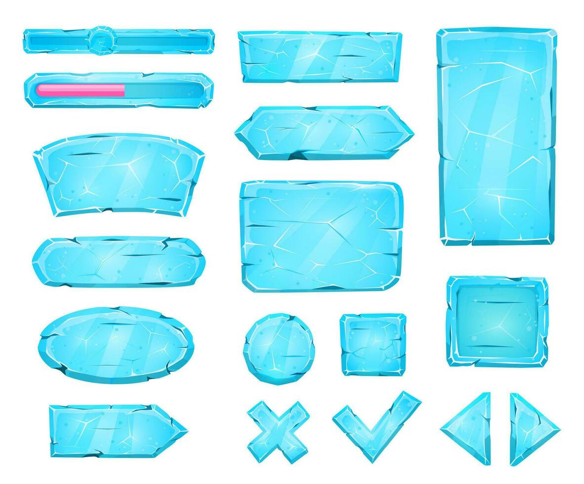 Blue ice button sliders, arrow keys, game asset vector