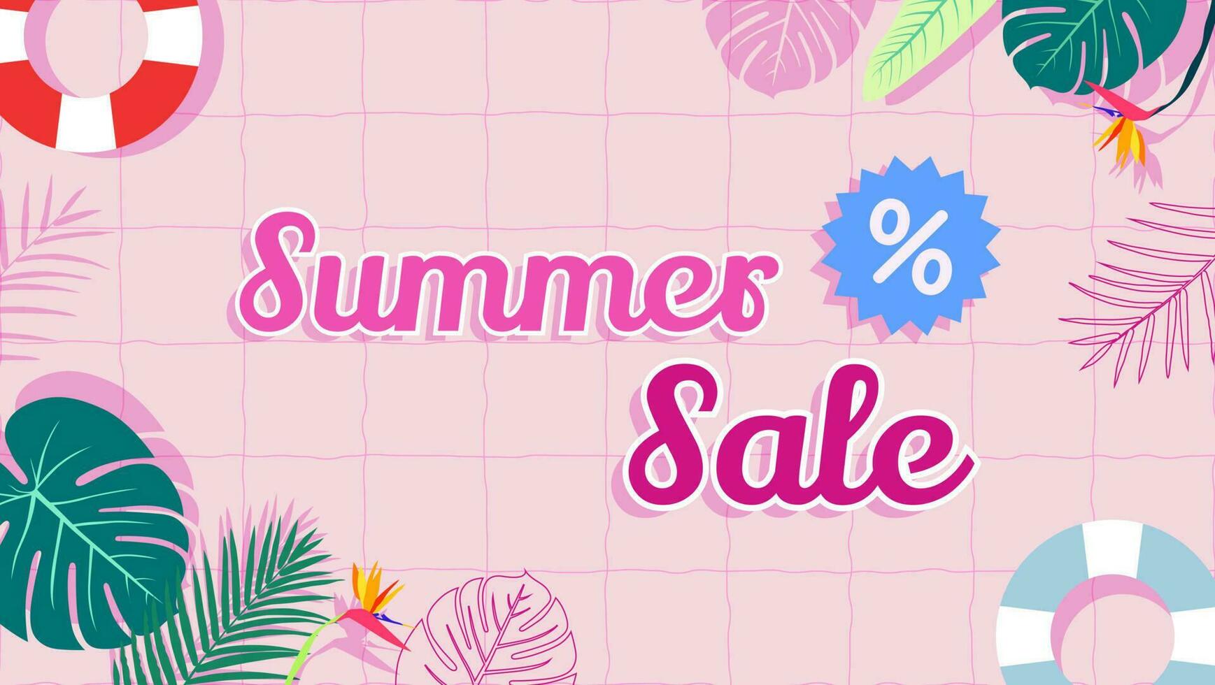 summer tropical leaves frame pink background vector