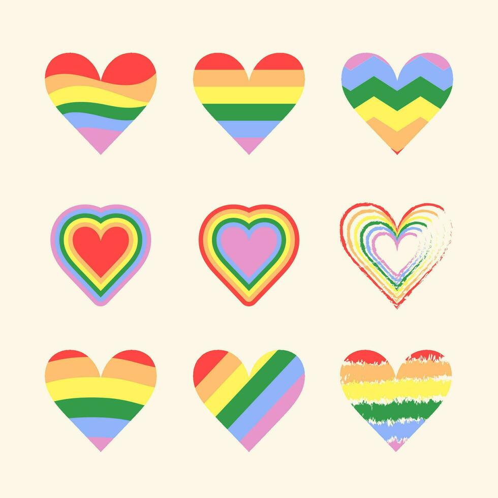 Rainbow Heart Vector Set Collection