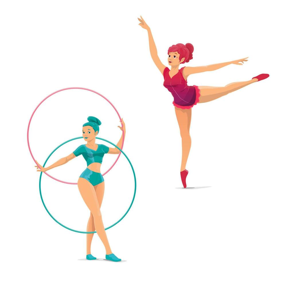 Circus gymnasts and balancers vector characters