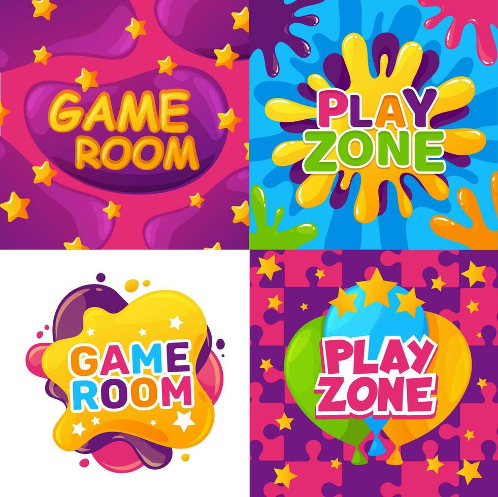 Kids club, game room, play zone, child education vector