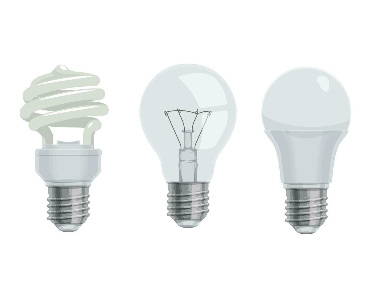 Cartoon lightbulbs or lamps, electric light bulbs vector