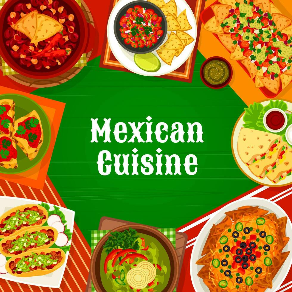 mexicano cocina alimento, mexico restaurante menú cubrir vector