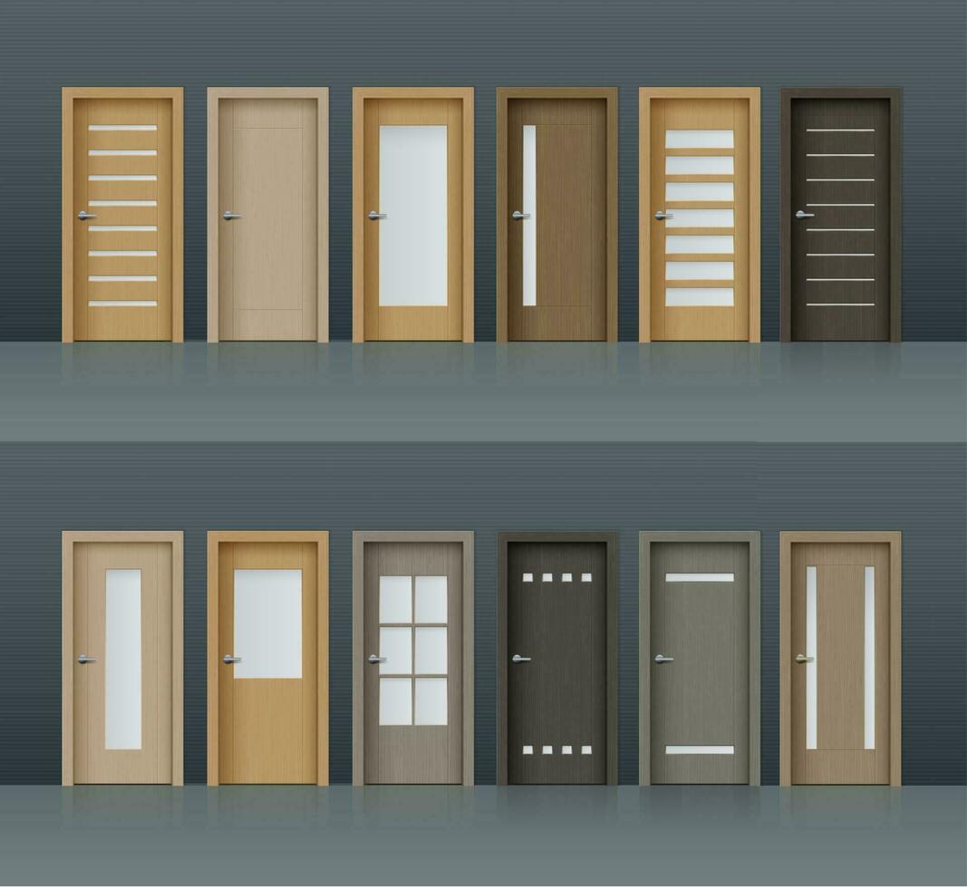 Interior doors vector realistic room elements