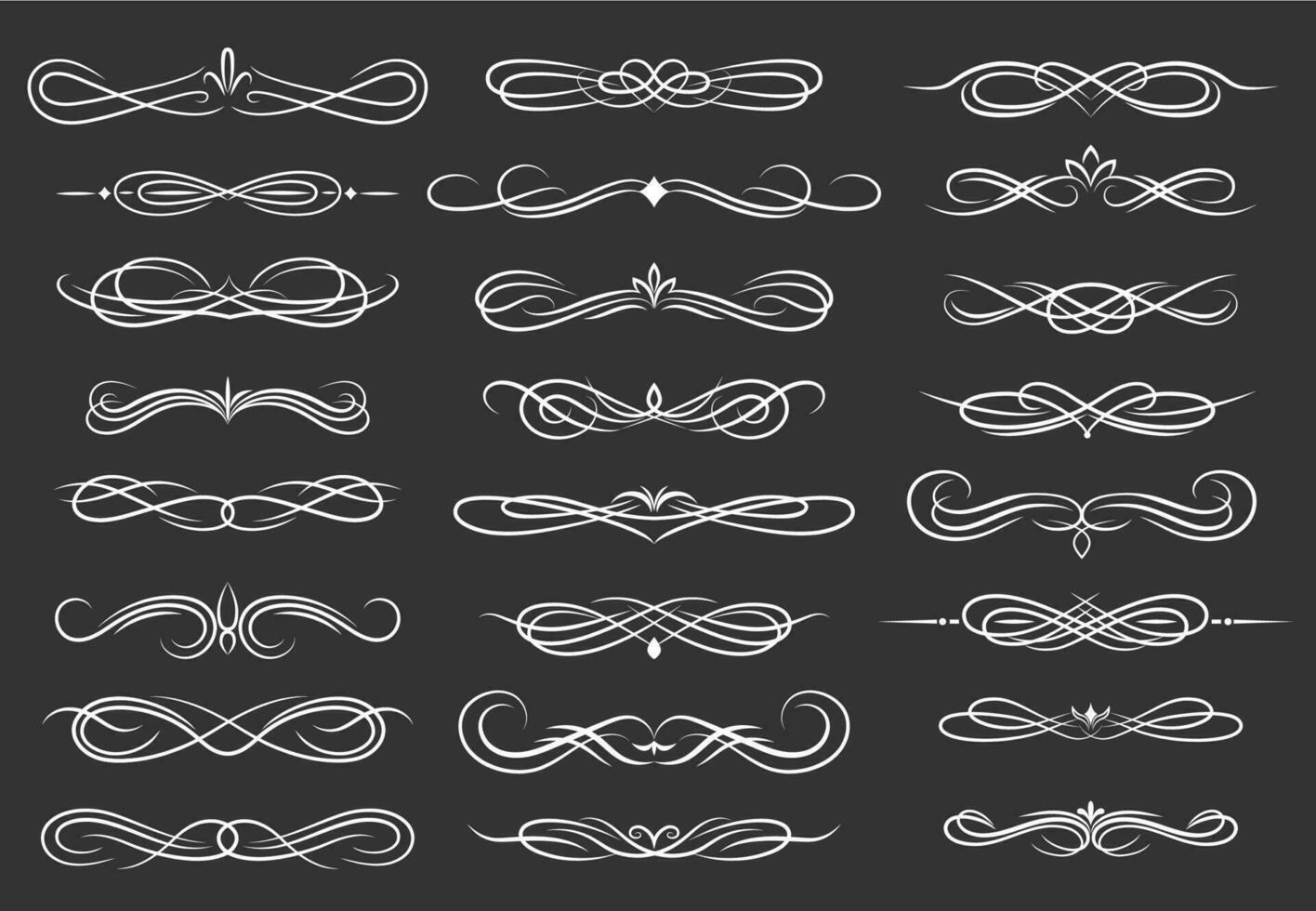 Borders decorations swirls, curly dividers set vector