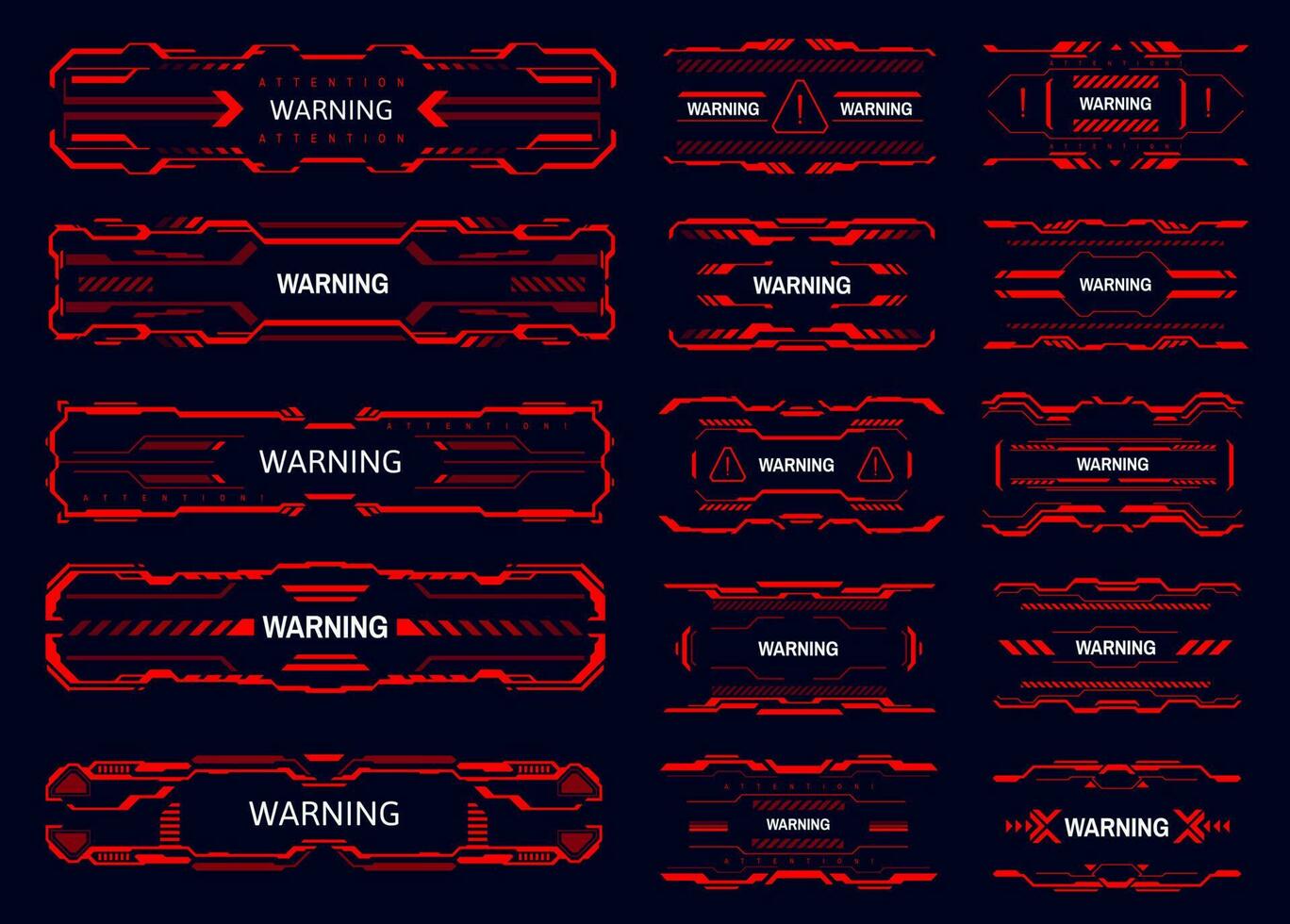 HUD interface warning and caution, attention alert vector