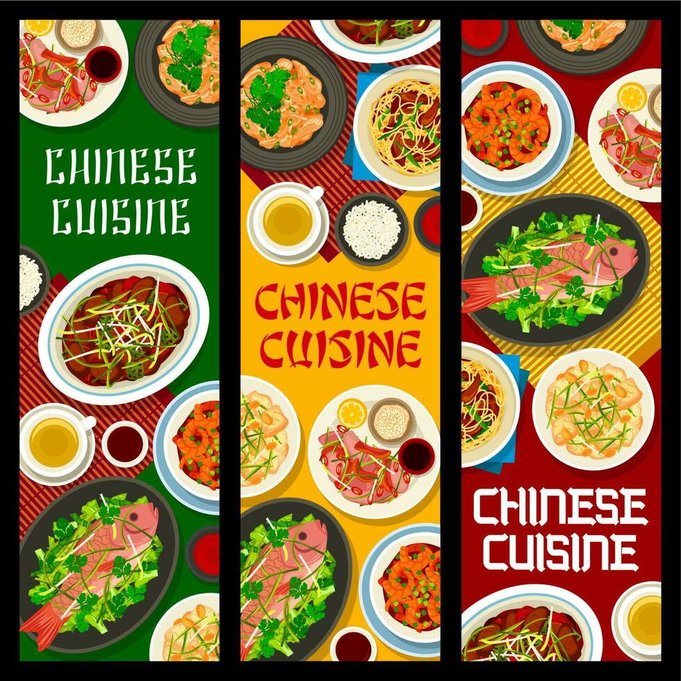 Chinese cuisine rice and vegetable food banners vector