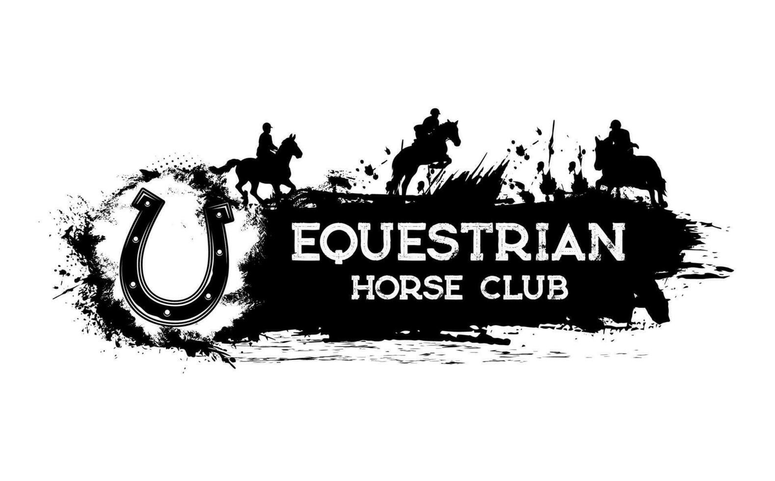 Equestrian sport, horse racing club grunge banner vector