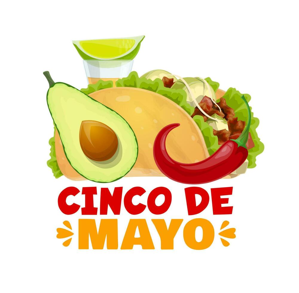 Cinco de Mayo food, vector mexican meals and drink