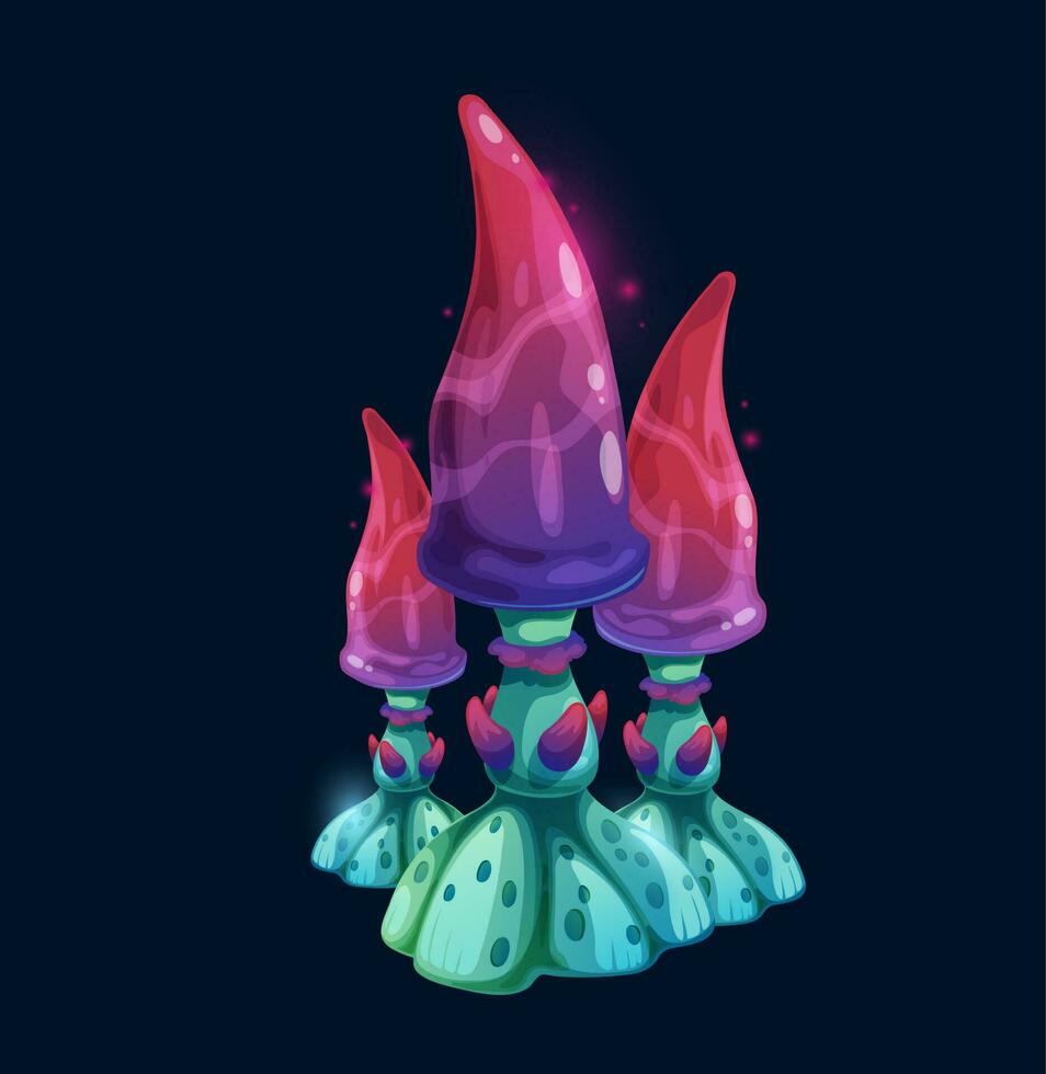 Fantasy magic purple flickering mushroom, fungus vector