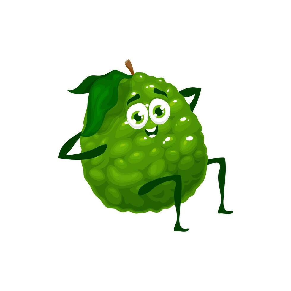 dibujos animados verde bergamota Fruta personaje aptitud vector