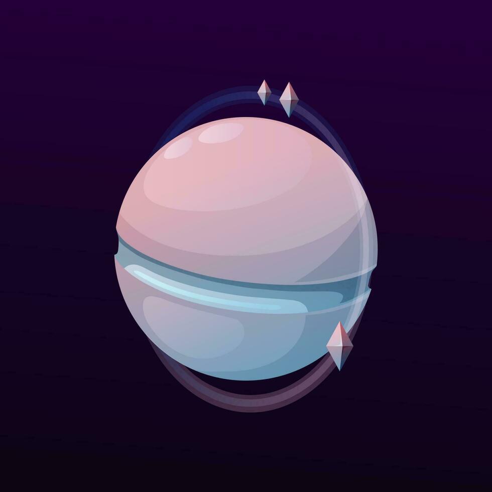 Cartoon cyber planet spheres, fantasy space world vector