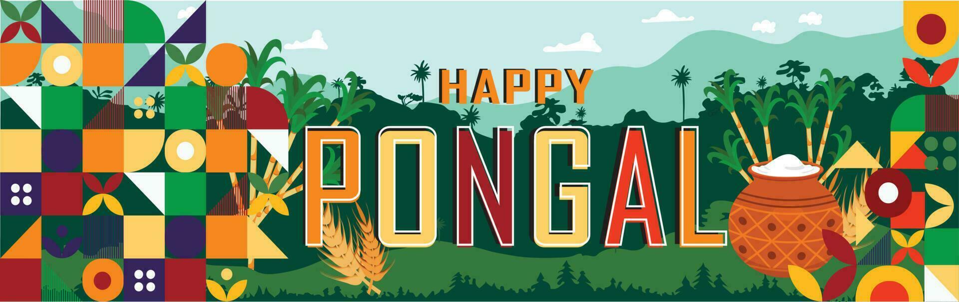 contento pongal bandera para tradicional tamil festival en y India vector