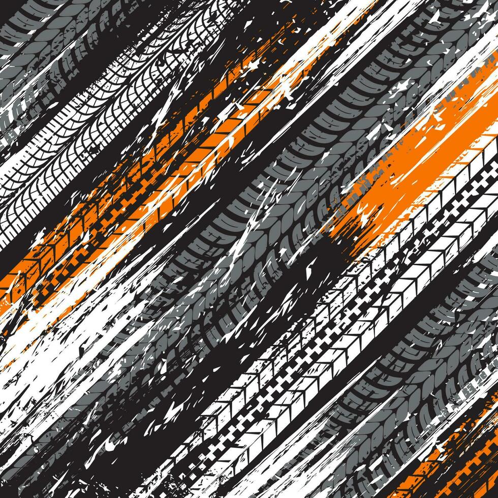 Tire tracks grunge vector background, offroad