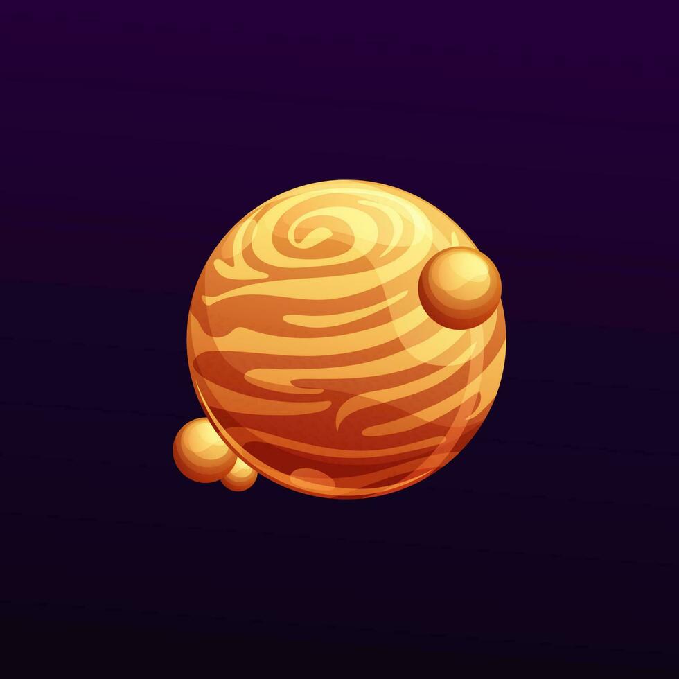 Striped galaxy planet with satellites space object vector