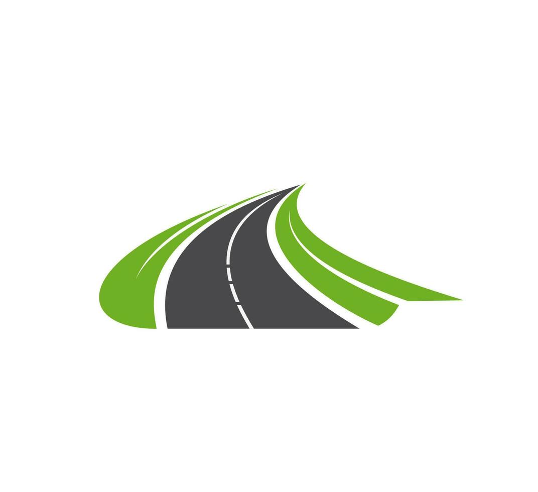 Road, pathway, highway vector icon, curve driveway