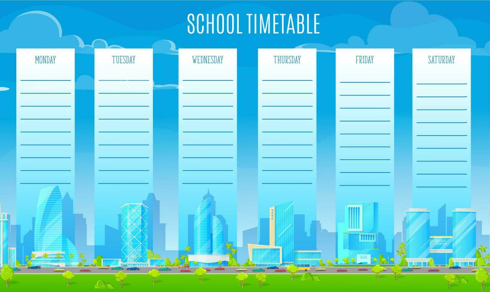 School timetable with metropolis vector background
