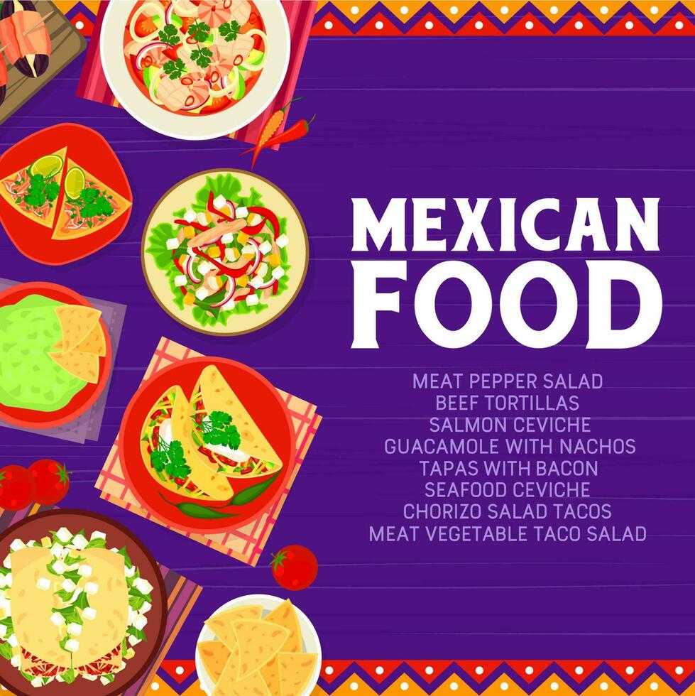 Mexican cuisine restaurant meals menu vector cover