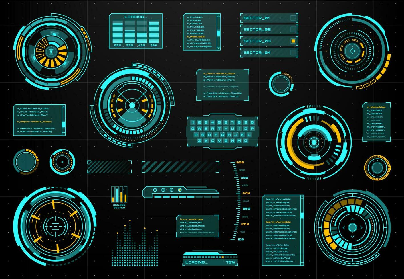 hud futurista toque usuario interfaz controlar paneles vector