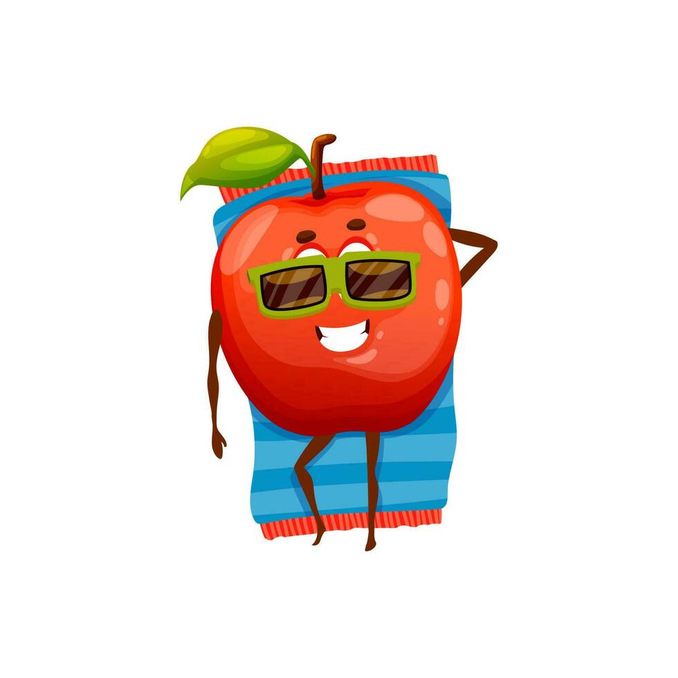 Summer fruit rest, apple lying on towel isolated vector