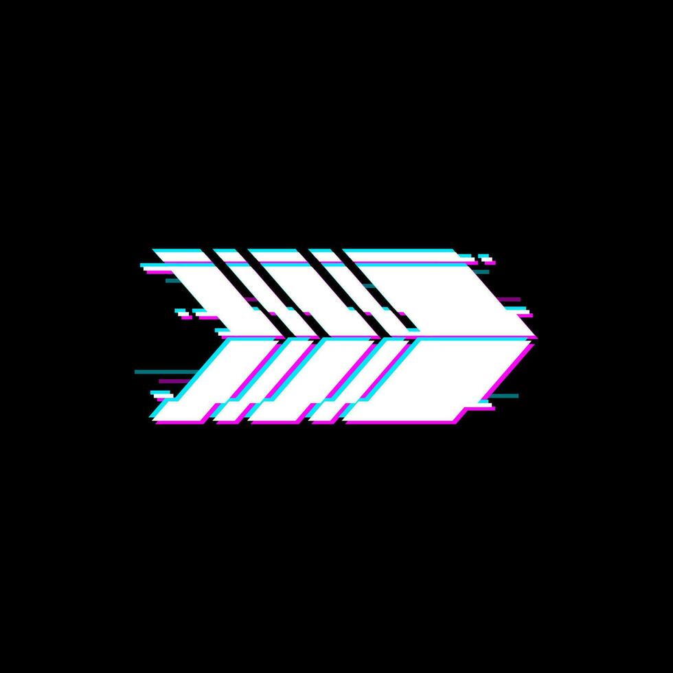 Arrow pointer with glitch effect points right way vector