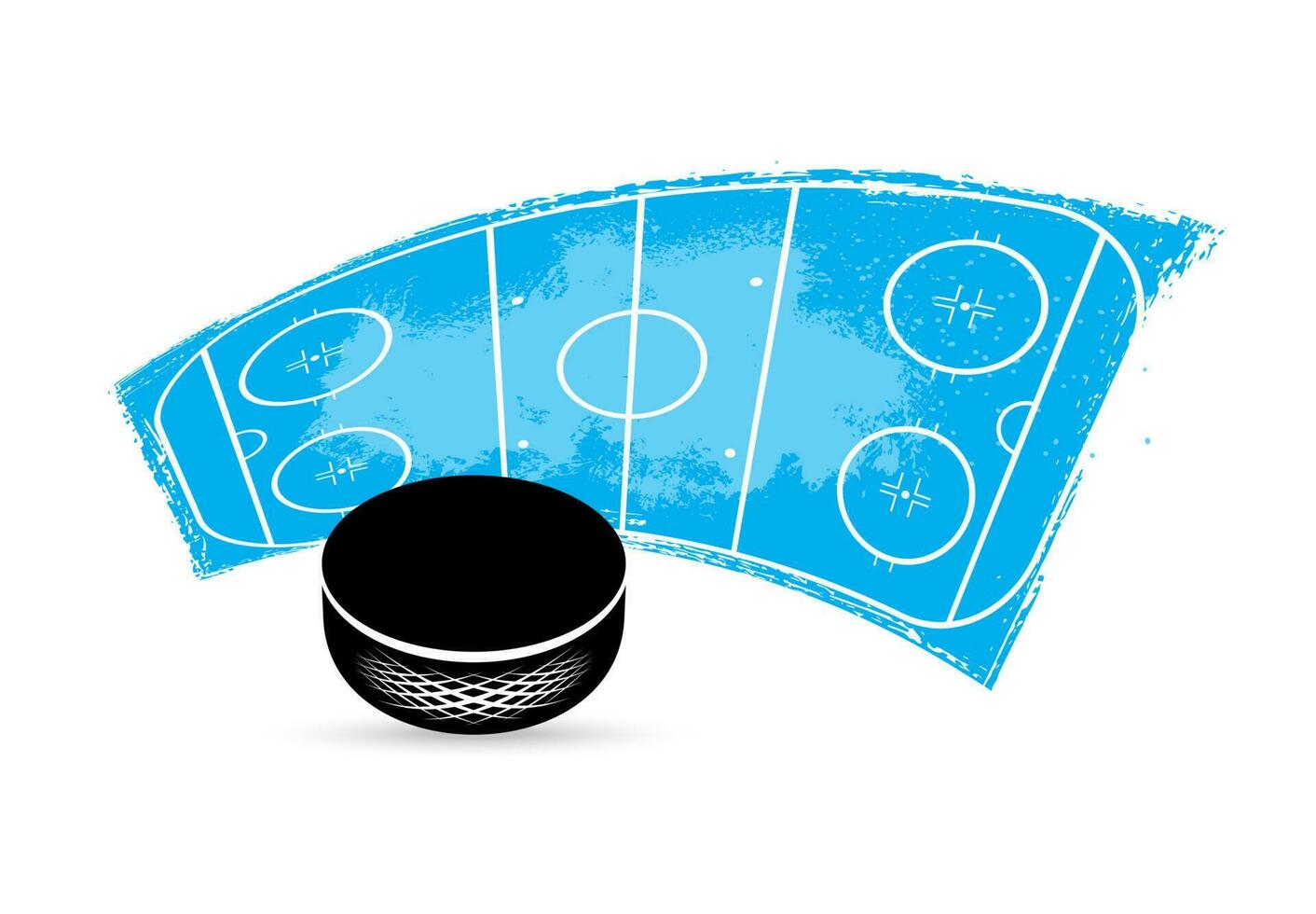 Ice hockey tournament, puck and rink grungy icon vector