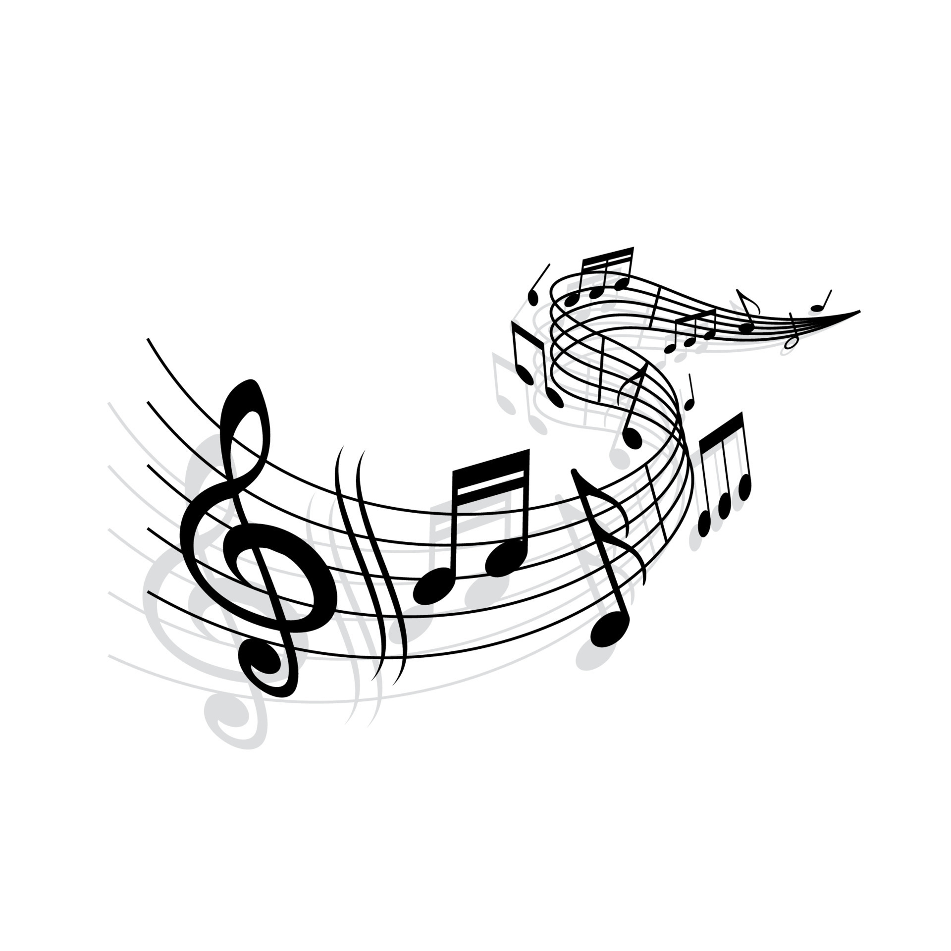Music wave, vector musical notes and treble clef 23512168 Vector Art at ...