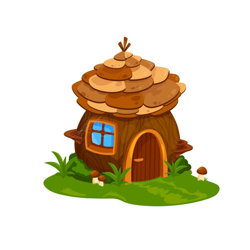 Fairy wooden house or dwelling of wizard, home vector