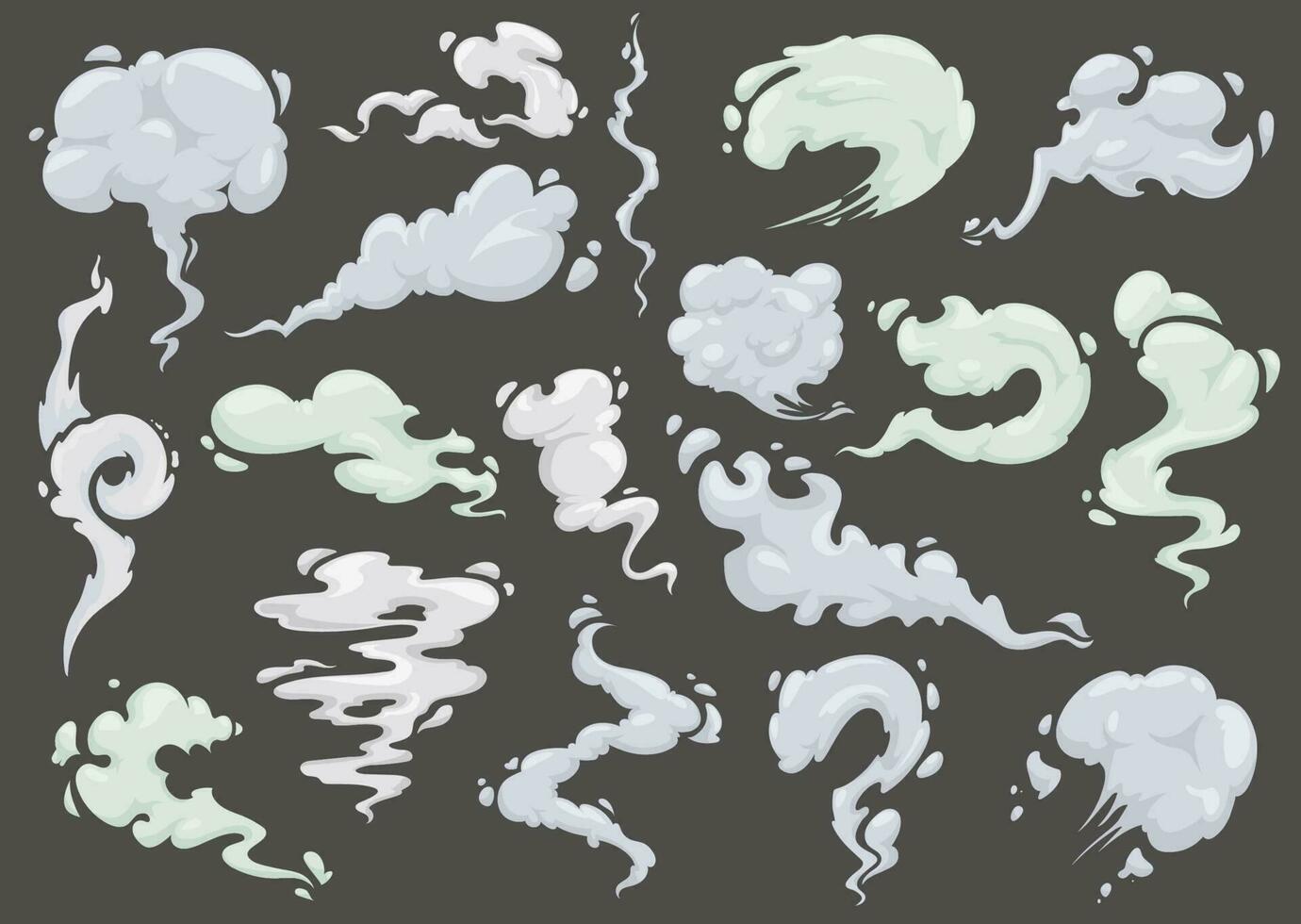 Smoke, dust and vapor clouds cartoon vector effect