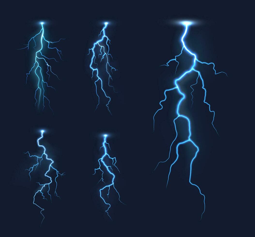 Thunderbolt, storm lightning strike or discharge vector