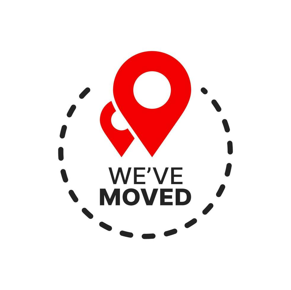 Have move icon or sign, red location pins and path vector